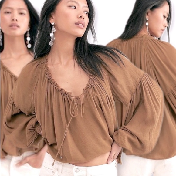 Free People Tops - 🌈 🆕 🪴Free People Banda Light Brown Long Sleeve Top 🌟FIRM🌟
